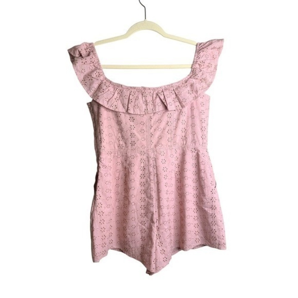 Kimchi Blue Mauve Pink Eyelet Ruffle Romper NWT Size L - Picture 5 of 7